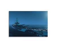Poster vintage de navire de guerre de la Seconde Guerre mondiale USS Iowa BB-61 Night Patrol - Poster décoratif sur toile - Affiches murales modernes pour chambre à coucher - 50 x 75 cm