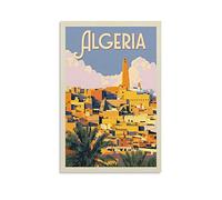 Poster vintage de paysage de voyage Algérie - Peinture décorative sur toile - Poster mural et art - Décoration moderne pour chambre à coucher familiale - 60 x 90 cm