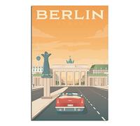 Poster vintage de voyage à Berlin sur toile pour bureau, famille, chambre à coucher, décoration murale, 30 x 45 cm, sans cadre.