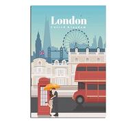 Poster vintage de voyage avec grande roue du Royaume-Uni Londres, décoration murale pour chambre à coucher, bureau, décoration de fête, cadeaux 20 x 30 cm
