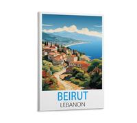 Poster vintage de voyage Beyrouth Liban 40 x 60 cm - Impression sur toile - Décoration murale moderne pour chambre à coucher