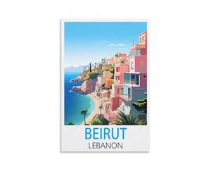 Poster vintage de voyage Beyrouth Liban 60 x 90 cm - Impression sur toile - Décoration murale moderne pour chambre à coucher