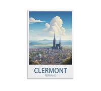 Poster vintage de voyage Clermont Ferrand France - 60 x 90 cm - Décoration murale pour salon
