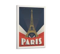 Poster vintage de voyage de la France Paris Tour Eiffel sur toile Décoration murale Affiches décoratives