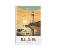 Poster vintage de voyage de l'île de France - 40 x 60 cm - Décoration murale pour salon