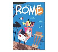 Poster vintage de voyage de Rome en Italie - Décoration murale - Impression sur toile - Cadeau - 30 x 45 cm