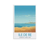 Poster vintage de voyage maritime de l'île de Ré Charente 20 x 30 cm Impression sur toile Décoration murale moderne pour chambre à coucher