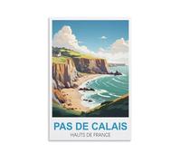 Poster vintage de voyage Pas de Calais Hauts de France - Impression sur toile - Décoration murale moderne pour chambre à coucher - 50 x 75 cm