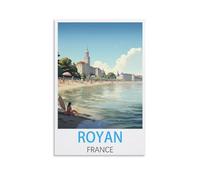 Poster vintage de voyage Royan France - Impression sur toile - Décoration murale pour chambre à coucher - 20 x 30 cm