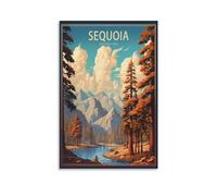 Poster vintage de voyage Sequoia National Park - Impression sur toile pour salon, chambre à coucher, dortoir, maison, bureau - 20 x 30 cm