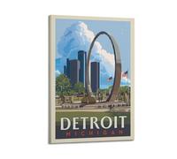 Poster vintage Detroit Michigan, The Gateway Sculpture.jpg Poster moderne Art mural sur toile Décoration esthétique Peinture de style cadre 50 x 75 cm