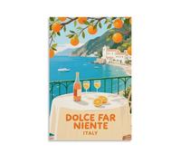 Poster vintage Dolce Far Niente Italie - Décoration murale sur toile pour salon, chambre à coucher - 30 x 45 cm