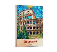 Poster vintage du Colisée de Rome - Souvenir de voyage - Impression sur toile - Décoration d'intérieur - 30 x 45 cm