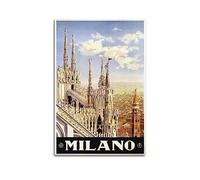 Poster vintage Duomo Di Milano Cathédrale de Milan Vue de la ville Ltaly Poster de voyage Art mural Impression rétro esthétique Décoration