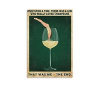 Poster vintage DYJOnce upon A Time There Was A Girl Loved Champagne Poster décoratif sur toile pour salon, chambre à coucher, 30 x 45 cm