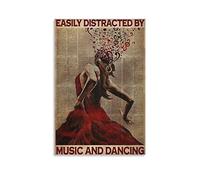 Poster vintage DYJSalsa Flamenco facilement distrait par la musique - Impression sur toile - Décoration murale moderne pour chambre à coucher - 40 x 60 cm