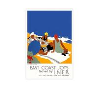 Poster vintage East Coast Joy LNER sur toile pour chambre à coucher, bureau, chambre, cadeau 30 x 45 cm