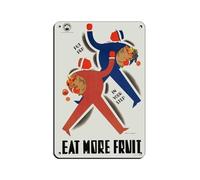 Poster vintage « Eat More Fruit » en métal avec inscription « Food And Drink » - Décoration murale - 20 x 30 cm