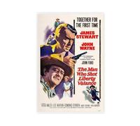 Poster vintage emblématique du film The Man Who Shot Liberty Valance - Décoration pour chambre à coucher, bureau, chambre - 50 x 75 cm
