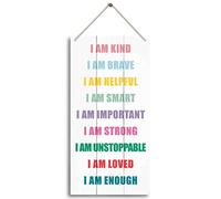 Poster vintage en aluminium avec inscription « I Am Kind I Am Brave I Am Helpful I Am Sm I Am Important » - 30,5 x 40,6 cm
