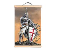 Poster vintage en bois massif des Chevaliers Templiers, cadeau spécial pour les amateurs d'histoire, croisé, décoration de chevalier médiéval 4 (50 x 70 cm)