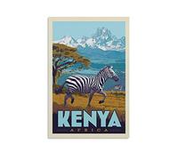 Poster vintage en forme d'animal africain, Kenya, zèbre, peinture décorative sur toile, affiches murales et art imprimé, décoration moderne, pour chambre à coucher, 20 x 30 cm