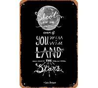Poster vintage en métal avec citation « Shoot For the Moon » Les Brown 30,5 x 20,3 cm
