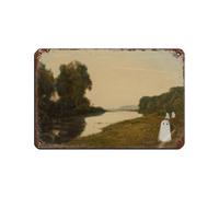 Poster vintage en métal avec fantômes mignons en automne - Décoration murale - 20 x 30 cm