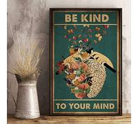 Poster vintage en métal avec inscription « Be Kind To Your Mind » 30,5 x 40,6 cm