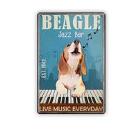 Poster vintage en métal avec inscription « Beagle Dog Jazz Bar Live Music Everyday » - 20,3 x 30,5 cm