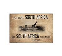 Poster vintage en métal avec inscription « I May Leave South Africa Will Never Leave Me » 20,3 x 30,5 cm