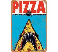 Poster vintage en métal avec inscription « Pizza » - 20 x 30 cm - Décoration murale pour la maison, la cuisine, la salle de bain, la ferme, le jardin, le garage - Citations inspirantes