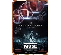Poster vintage en métal Muse Drones World Tour - Décoration murale pour maison, porte, jardin, bar, restaurant, café, bureau, boutique, bar, club, cadeau - 20,3 x 30,5 cm
