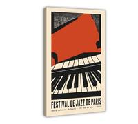 Poster vintage Festival de Jazz de Paris sur toile pour décoration de salon, chambre à coucher (50 x 75 cm)