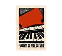 Poster vintage Festival de Jazz de Paris sur toile pour décoration de salon, chambre à coucher (50 x 75 cm)