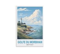 Poster vintage Golfe du Morbihan Bretagne sur toile 40 x 60 cm Décoration murale moderne pour chambre à coucher
