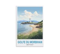 Poster vintage Golfe du Morbihan Bretagne sur toile et décoration murale moderne pour chambre à coucher (30 x 45 cm)