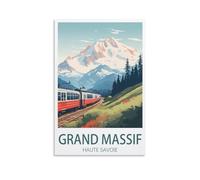 Poster vintage Grand Massif Haute Savoie - Impression sur toile - Décoration murale moderne pour chambre à coucher - 20 x 30 cm
