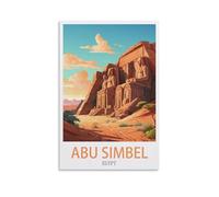 Poster vintage imprimé sur toile représentant Abu Simbel de l'Égypte (40 x 60 cm) pour décoration d'intérieur, salle de bain, chambre à coucher, bureau, salon
