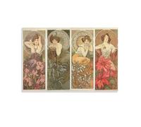 Poster vintage Kissing Mermaids, 1982 par Alphonse Mucha - Impression sur toile - Affiches d'œuvres d'art pour chambre - 60 x 90 cm