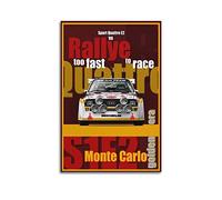 Poster vintage Monte Carlo Rally Audi Quattro Sport S1 - Impression sur toile - Décoration murale moderne pour chambre à coucher - 40 x 60 cm