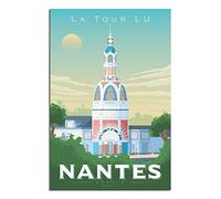 Poster vintage Nantes sur toile pour bureau, famille, chambre à coucher, décoration murale, 20 x 30 cm, sans cadre.