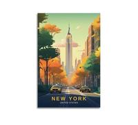 Poster vintage New York, rue d'automne avec taxis. jpg Poster moderne sur toile décorative esthétique sans cadre 20 x 30 cm