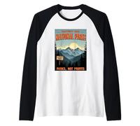 Poster vintage Protect Our National Parks Randonnée Hommes Femmes Manche Raglan