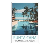 Poster vintage Punta Cana de République dominicaine sur toile - Décoration murale moderne pour chambre à coucher - 30 x 45 cm