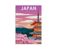 Poster vintage rétro japonais esthétique sur toile - Décoration murale pour salon et chambre à coucher - 50 x 75 cm - Style japonais