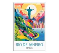 Poster vintage Rio de Janeiro Brésil sur toile et décoration murale moderne pour chambre à coucher (60 x 90 cm)