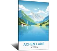 Poster vintage sur toile Achen Lac Autriche - Décoration murale moderne pour chambre à coucher - 20 x 30 cm