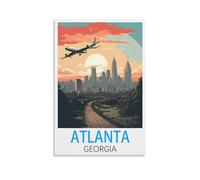 Poster vintage sur toile Atlanta Georgia - Décoration murale moderne pour chambre à coucher - 20 x 30 cm