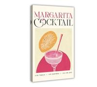 Poster vintage sur toile avec recette de cocktail margarita, décoration murale pour salon, chambre à coucher, 60 x 90 cm